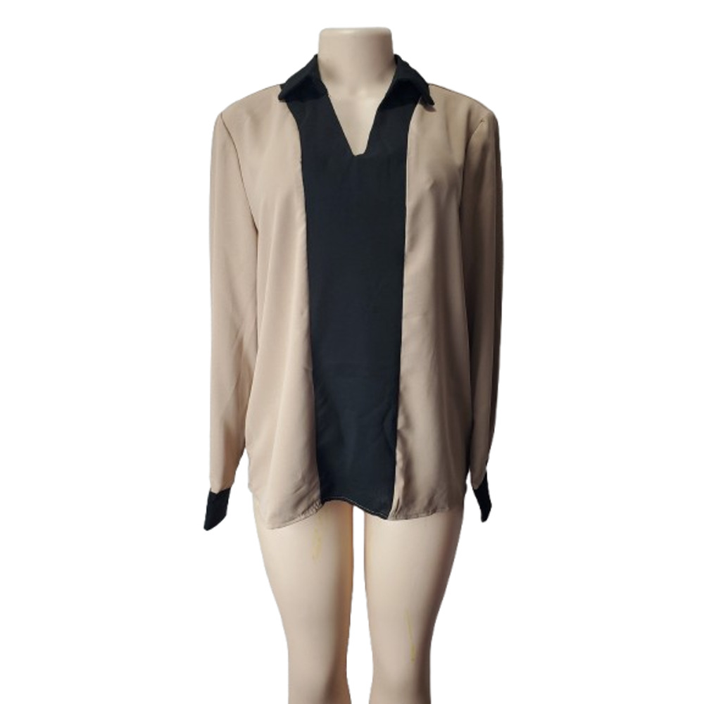 Shein women's beige and black blouse size L